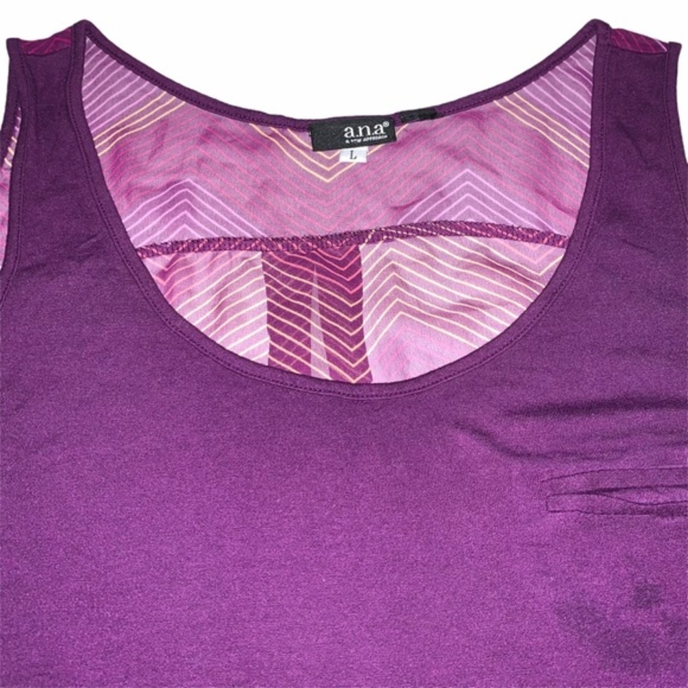 ANA L purple knit front sheer back sleeveless top - Picture 4 of 16